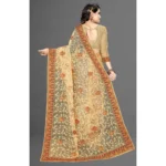Women's Net Saree With Blouse (Chiku, 5-6Mtrs) - Image 4