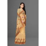 Women's Net Saree With Blouse (Chiku, 5-6Mtrs) - Image 5