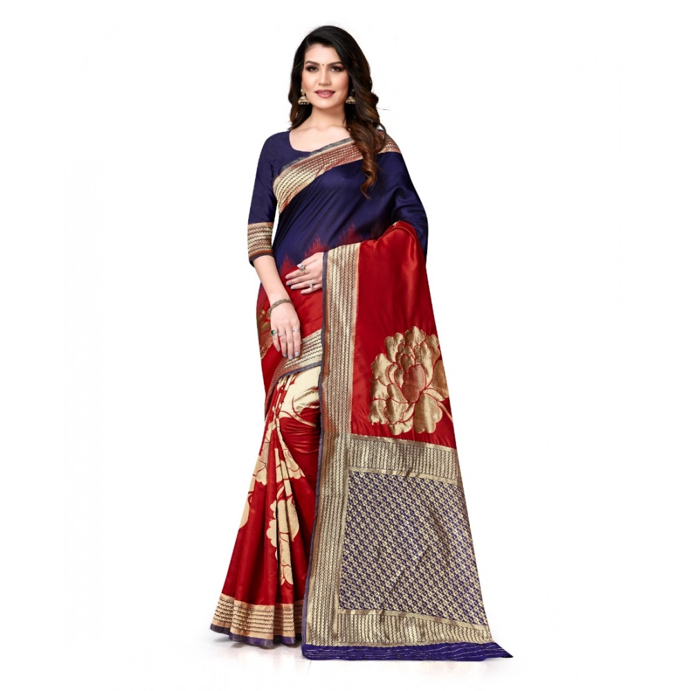 52017103238_f34f459d91_o_d-1000x1000-1.webp Women's Banarasi Silk Saree With Blouse (Navy Blue, Red, 5-6Mtrs) - Image 1
