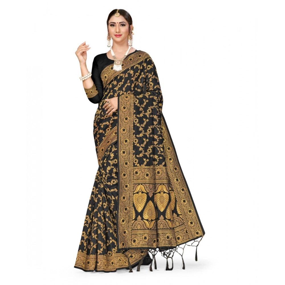 52017286699_767de6e357_o_d-1000x1000-1.webp Women's Banarasi Silk Saree With Blouse (Black, 5-6Mtrs) - Image 1