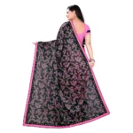 Women's Lycra Blend Saree with Blouse (Pink, 5-6 Mtrs) - Image 3