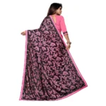 Women's Lycra Blend Saree with Blouse (Pink, 5-6 Mtrs) - Image 3