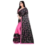 Women's Lycra Blend Saree with Blouse (Pink, 5-6 Mtrs) - Image 2