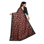 Women's Lycra Blend Saree with Blouse (Red, 5-6 Mtrs) - Image 3