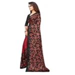 Women's Lycra Blend Saree with Blouse (Red, 5-6 Mtrs) - Image 2