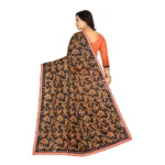 Women's Lycra Blend Saree with Blouse (Orange, 5-6 Mtrs) - Image 3