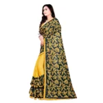 Women's Lycra Blend Saree with Blouse (Mustard, 5-6 Mtrs) - Image 2