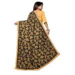 Women's Lycra Blend Saree with Blouse (Mustard, 5-6 Mtrs) - Image 3
