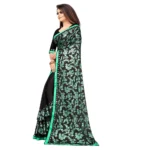 Women's Lycra Blend Saree with Blouse (Green, 5-6 Mtrs) - Image 2