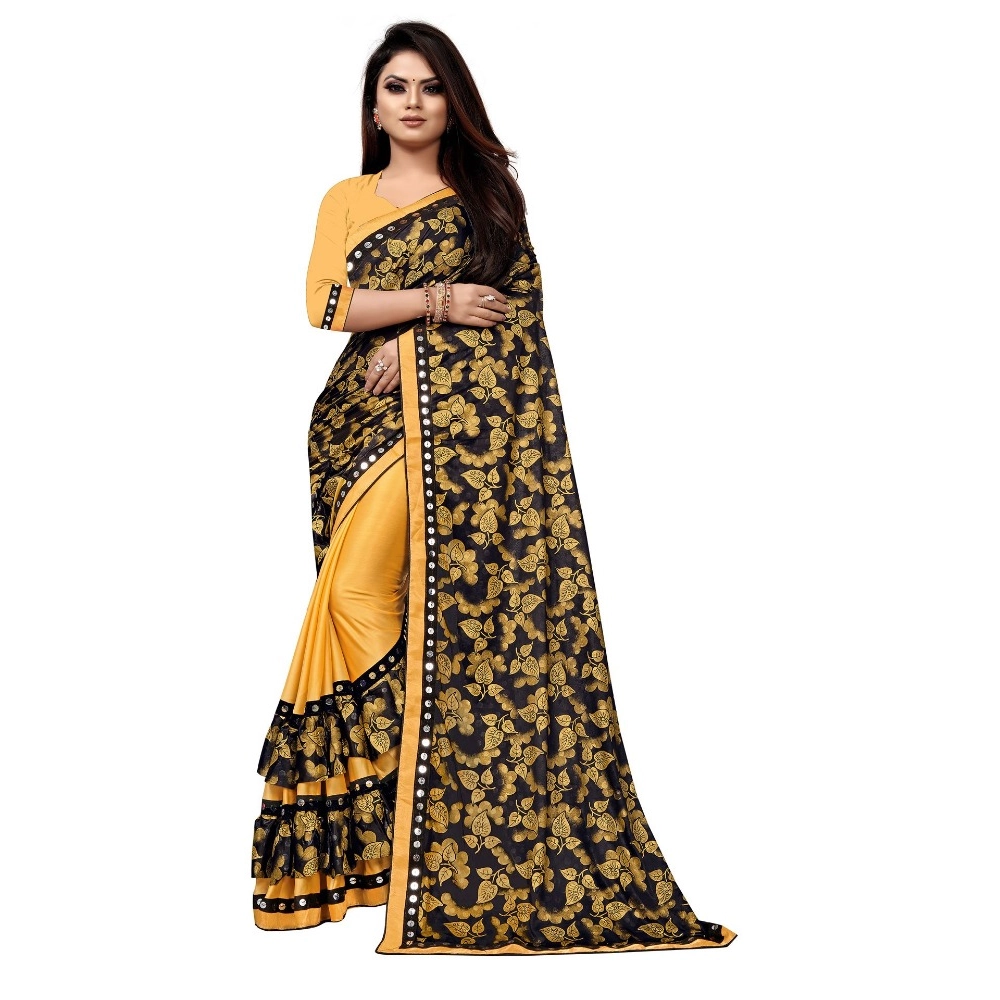 52352254595_8830cfe42e_o_d-1000x1000-1.webp Women's Lycra Blend Saree with Blouse (Mustard, 5-6 Mtrs) - Image 1