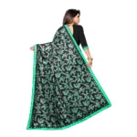 Women's Lycra Blend Saree with Blouse (Green, 5-6 Mtrs) - Image 3