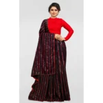 Women's Vichitra Saree with Blouse (Red, 5-6 Mtrs) - Image 2