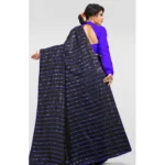 Women's Vichitra Saree with Blouse (Blue, 5-6 Mtrs) - Image 4