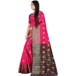Women's Silk Blend Woven Saree With Unstitched Blouse 5.5Mtr (Purple-Pink) - Image 4