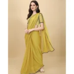 Women's Silk Blend Embellished Saree With Unstitched Blouse 5.5Mtr (Mustard) - Image 2