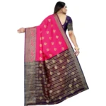 Women's Silk Blend Woven Saree With Unstitched Blouse 5.5Mtr (Purple-Pink) - Image 2
