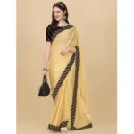 Women's Chiffon Self Design Saree With Unstitched Blouse 5.5Mtr (Yellow) - Image 2