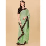 Women's Chiffon Self Design Saree With Unstitched Blouse 5.5Mtr (Light Green) - Image 2