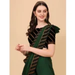 Women's Chiffon Self Design Saree With Unstitched Blouse 5.5Mtr (Green) - Image 3