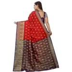 Women's Silk Blend Woven Saree With Unstitched Blouse 5.5Mtr (Purple-Red) - Image 2