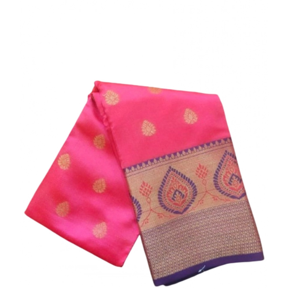 53937487801_97353a97e4_o_d-1000x1000-1.webp Women's Silk Blend Woven Saree With Unstitched Blouse 5.5Mtr (Pink) - Image 1