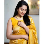 Women's Silk Printed Saree With Unstitched Blouse 5.5Mtr (Yellow) - Image 3
