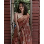 Women's Silk Printed Saree With Unstitched Blouse 5.5Mtr (Maroon) - Image 2
