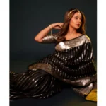 Women's Silk Printed Saree With Unstitched Blouse 5.5Mtr (Black) - Image 2