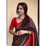 Women's Silk Printed Saree With Unstitched Blouse 5.5Mtr (Brown) - Image 2