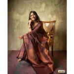 Women's Silk Printed Saree With Unstitched Blouse 5.5Mtr (Coffee) - Image 3