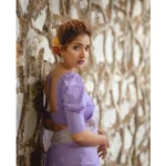 Women's Cotton  Printed Saree With Unstitched Blouse 5.5Mtr (Lavender) - Image 2