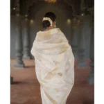 Women's Cotton  Printed Saree With Unstitched Blouse 5.5Mtr (White) - Image 2