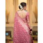 Women's Silk Printed Saree With Unstitched Blouse 5.5Mtr (Peach) - Image 2