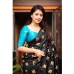 Women's Silk Printed Saree With Unstitched Blouse 5.5Mtr (Sky Blue) - Image 2