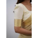 Women's Silk Printed Saree With Unstitched Blouse 5.5Mtr (Cream) - Image 2