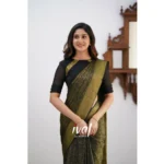 Women's Silk Printed Saree With Unstitched Blouse 5.5Mtr (Black) - Image 2