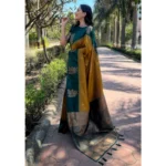 Women's Silk Printed Saree With Unstitched Blouse 5.5Mtr (Yellow) - Image 2