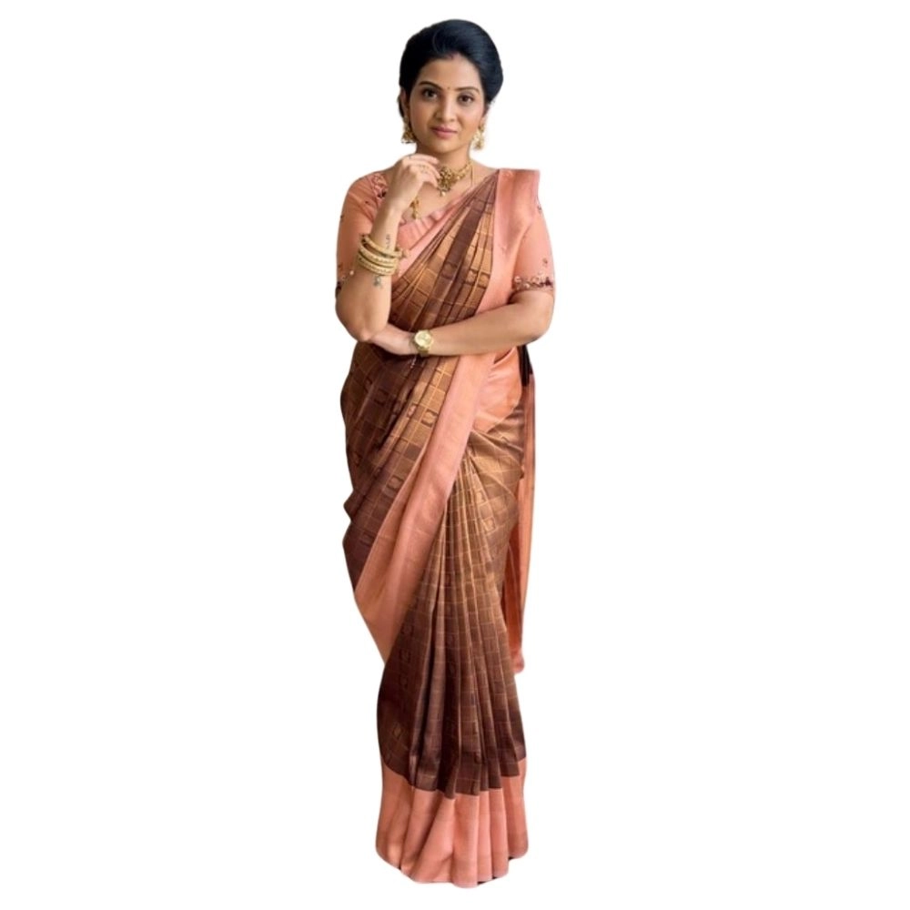 54464939017_7c39e82297_o_d-1000x1000-1.webp Women's Silk Printed Saree With Unstitched Blouse 5.5Mtr (Brown) - Image 1