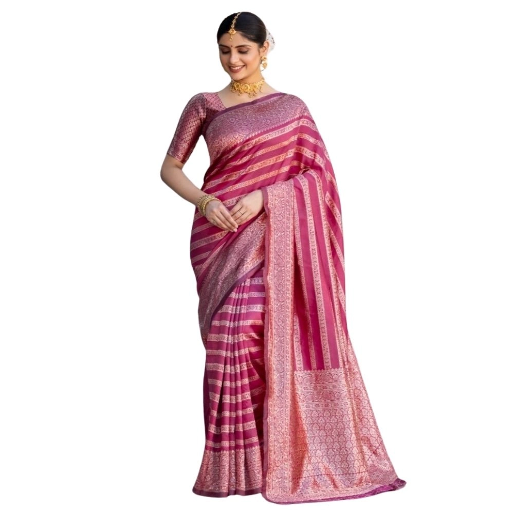 54464939347_a406ca16eb_o_d-1000x1000-1.webp Women's Silk Printed Saree With Unstitched Blouse 5.5Mtr (Pink) - Image 1