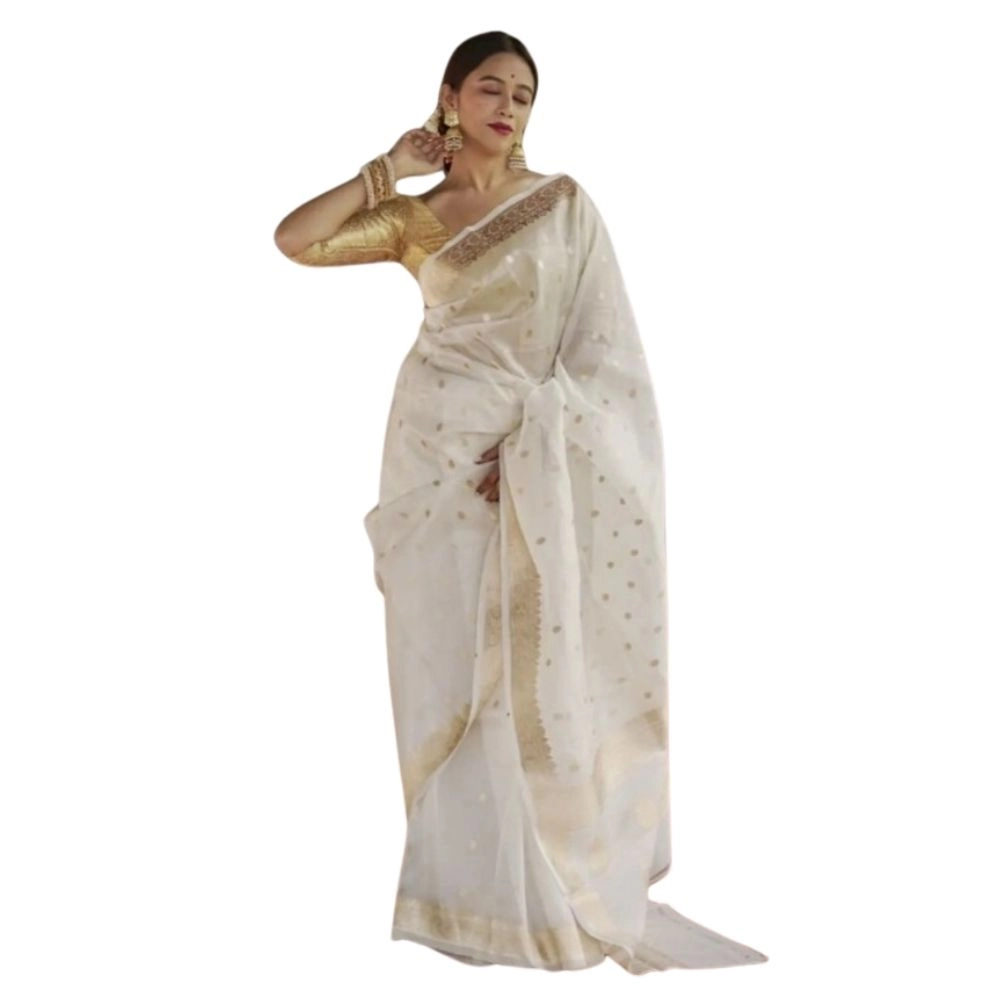 54464939727_79b4f2d307_o_d-1000x1000-1.webp Women's Cotton Printed Saree With Unstitched Blouse 5.5Mtr (White) - Image 1
