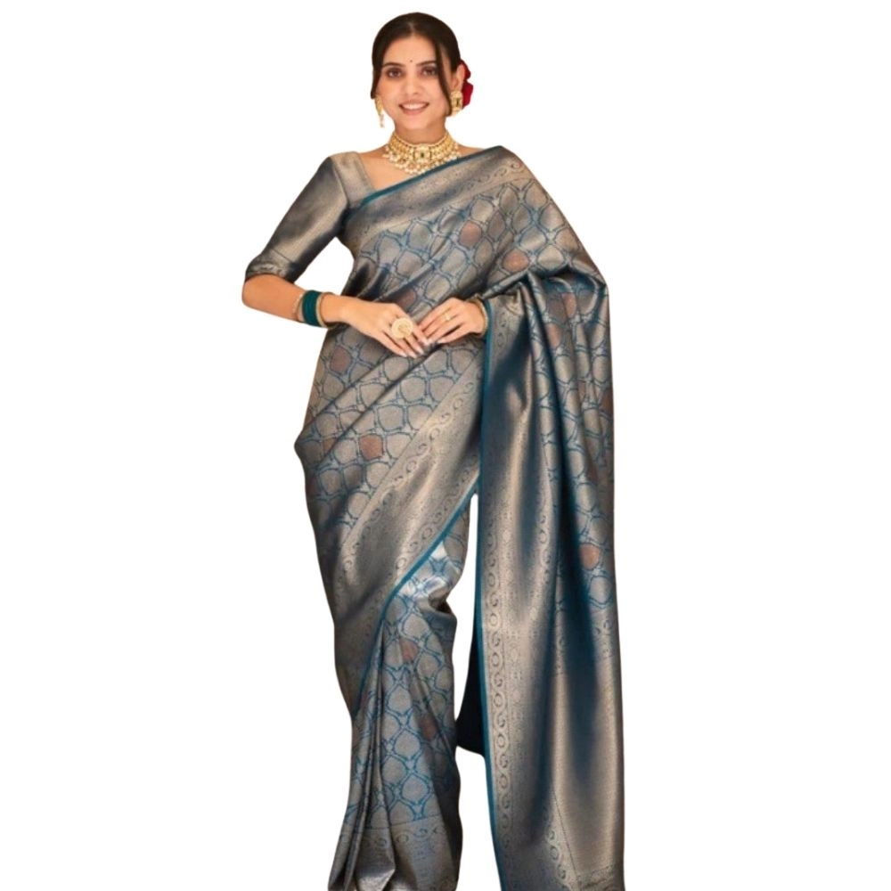 54464939852_2370d3c331_o_d-1000x1000-1.webp Women's Silk Printed Saree With Unstitched Blouse 5.5Mtr (Rama) - Image 1