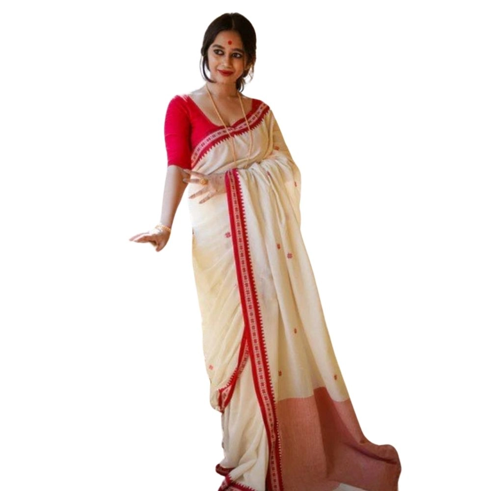 54464940087_796fcf52f9_o_d-1000x1000-1.webp Women's Cotton Printed Saree With Unstitched Blouse 5.5Mtr (White) - Image 1