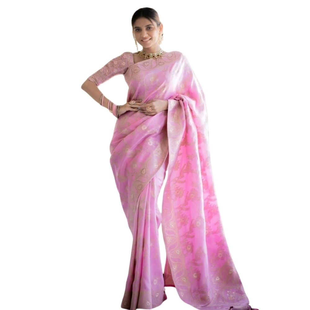 54465972824_683af3c449_o_d-1000x1000-1.webp Women's Silk Printed Saree With Unstitched Blouse 5.5Mtr (Pink) - Image 1