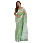 Women's Cotton  Printed Saree With Unstitched Blouse 5.5Mtr (Pista)