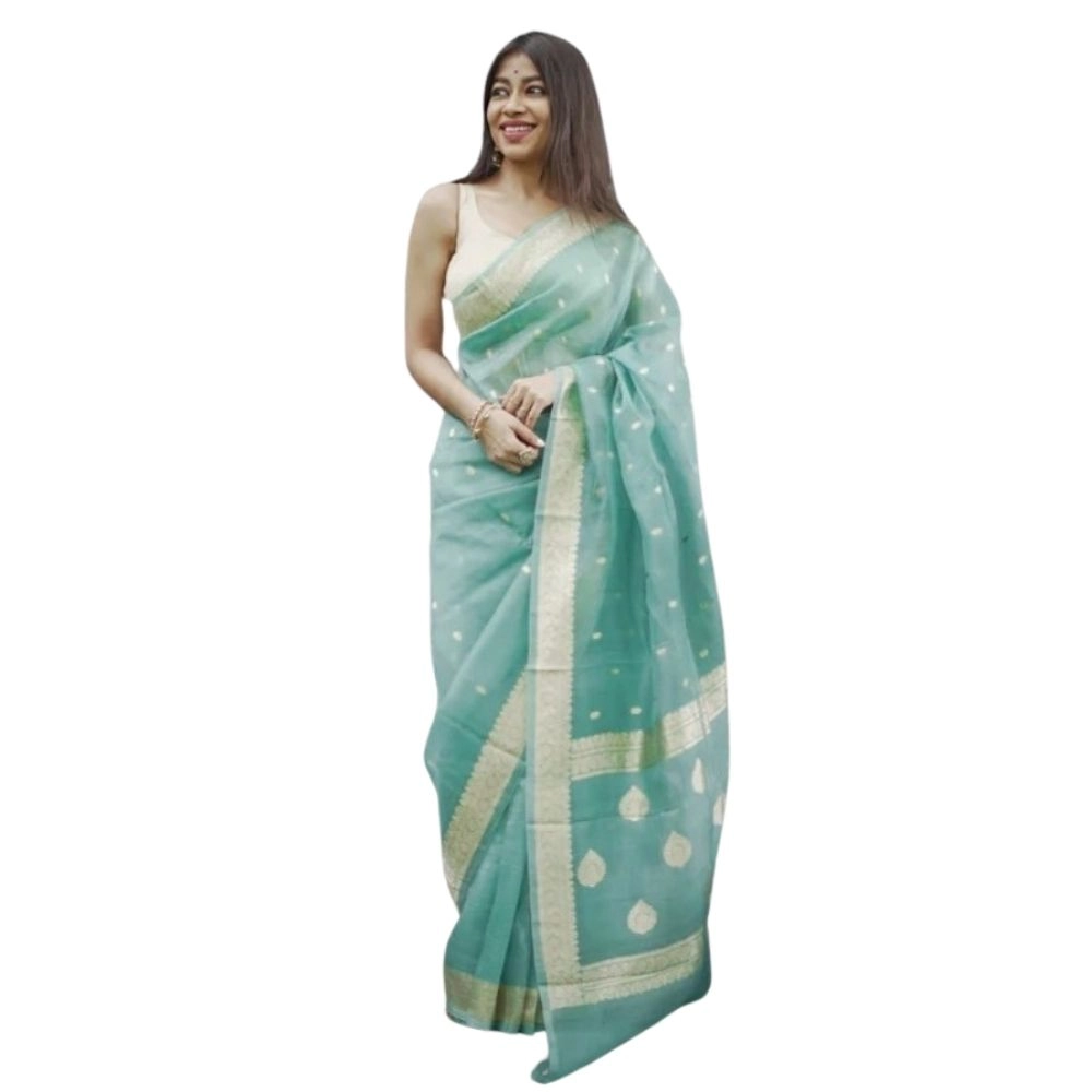 54465973834_af3c859aae_o_d-1000x1000-1.webp Women's Cotton Printed Saree With Unstitched Blouse 5.5Mtr (Sky) - Image 1