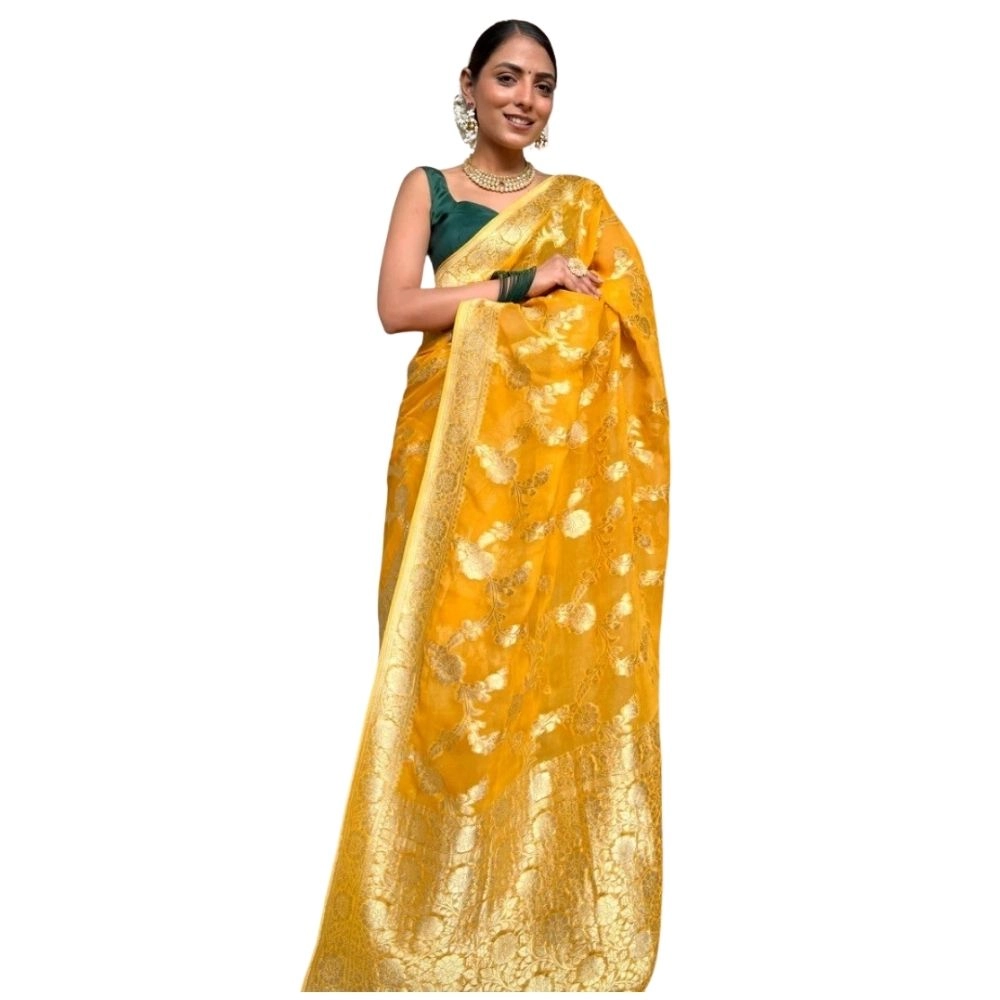 54466035268_9f39d087af_o_d-1000x1000-1.webp Women's Silk Printed Saree With Unstitched Blouse 5.5Mtr (Gold Yellow) - Image 1