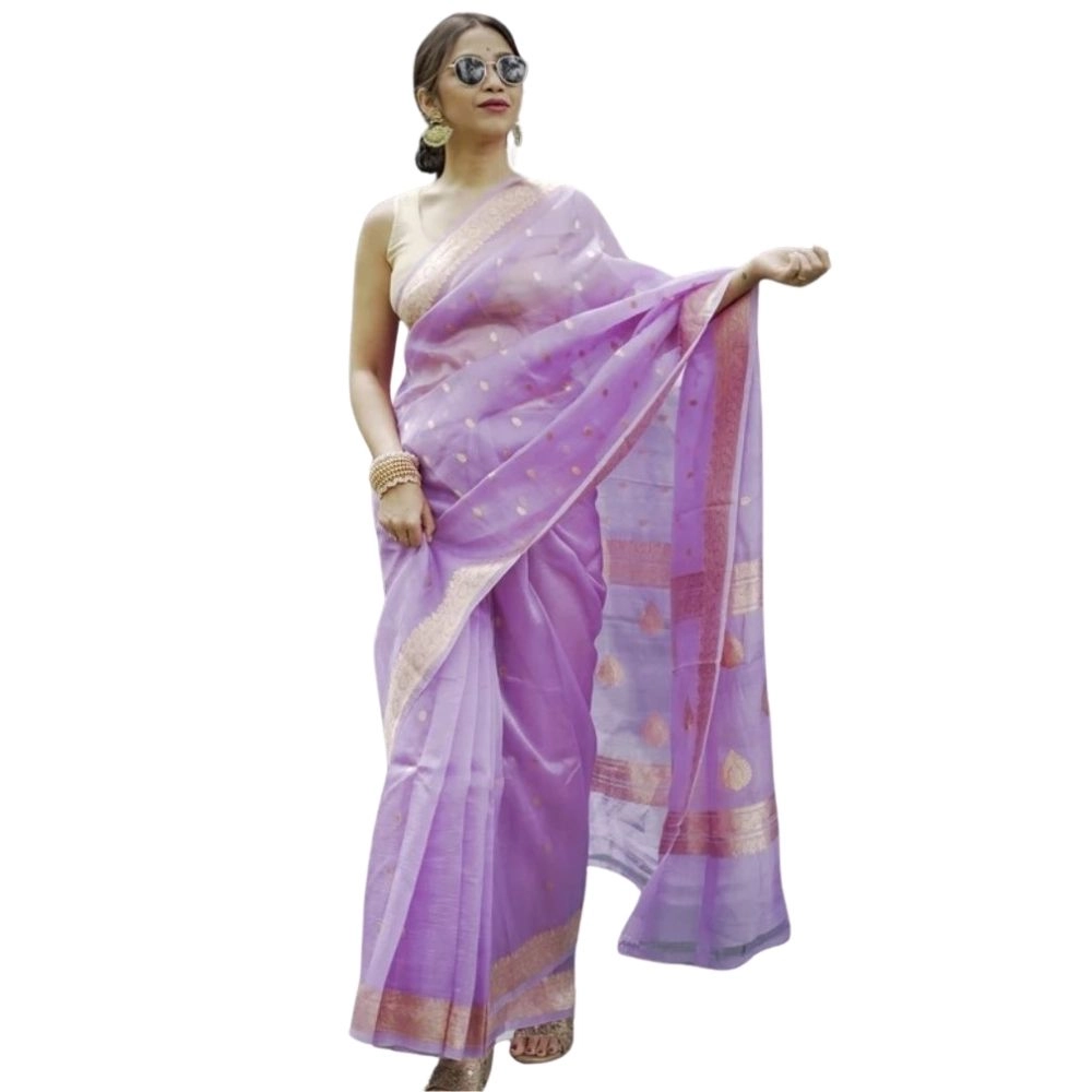 54466035738_6ed8086e27_o_d-1000x1000-1.webp Women's Cotton Printed Saree With Unstitched Blouse 5.5Mtr (Lavender) - Image 1
