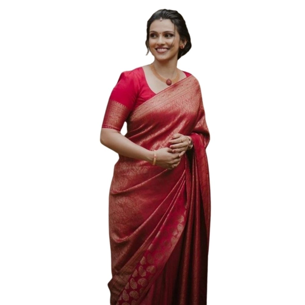 54466036118_76f6c89ba2_o_d-1000x1000-1.webp Women's Silk Printed Saree With Unstitched Blouse 5.5Mtr (Red) - Image 1