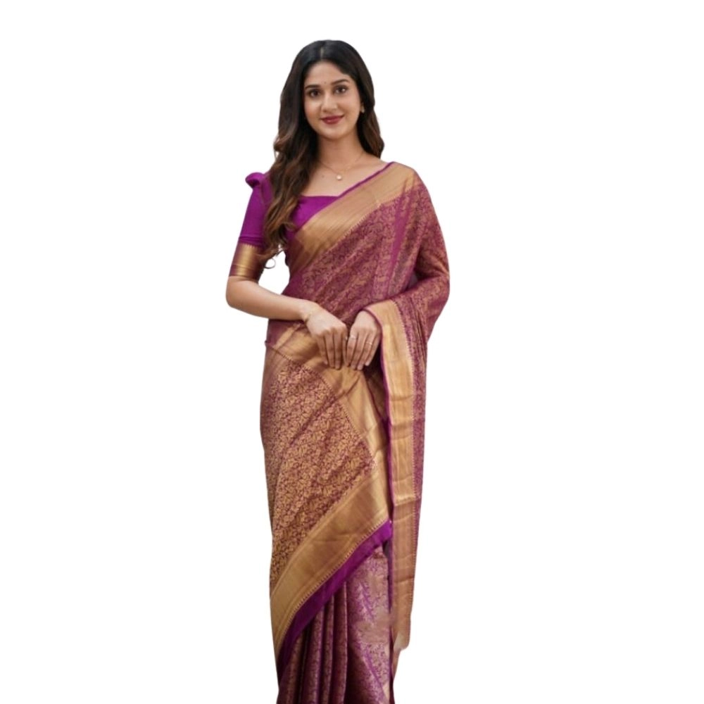 54466128125_3a7a189866_o_d-1000x1000-1.webp Women's Silk Printed Saree With Unstitched Blouse 5.5Mtr (Wine) - Image 1