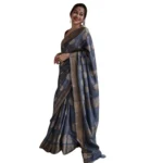 Women's Silk Printed Saree With Unstitched Blouse 5.5Mtr (Grey)